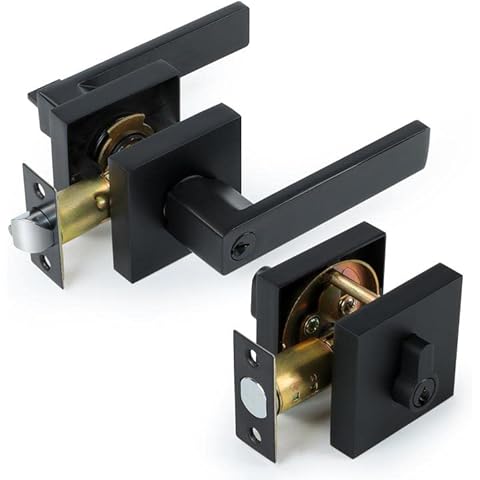 Contemporary Door Lever, Heavy Duty Door Lever Lock, Privacy Door Lever Without Key, Interior Door Handle Matte Black Finish, Left or Right Handing Cover