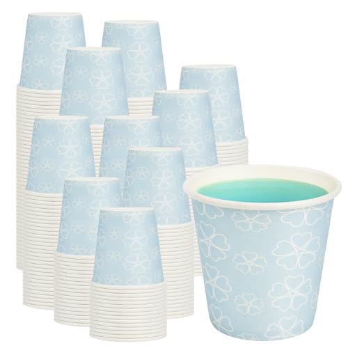 METAPRINT 300 Pack 3 oz Bathroom Cups Disposable Paper Cups with Rolled Rim Small Paper Mouthwash Cup for Guest Bathrooms Vanity & Office Use Mist blue