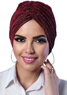 "تربان حريمي ستان بليسيه بونيه مضلع لامع، قبعة حجاب مرنة وأنيقة للسيدات، عمامة نسائية للاستخدام اليومي والمناسبات"