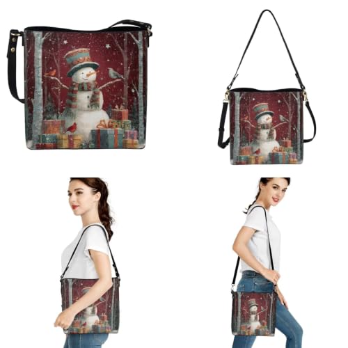 Image of HUGS IDEA Leather Purses and Handbag for Women Bucket Bag with Wrist Wallet 2 Packs