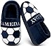 INMINPIN Kids Toddler Ball Sports Slippers Girls Boys Cozy Warm House Shoes Memory Foam Non-Slip Indoor Outdoor Slippers for Sports Fan (Toddler/Little Kid/Big Kid),Soccer White，12-13 Little Kid