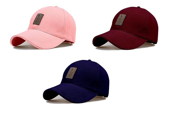 Image of rytoria Combo 3 Pcs Cap for Men and Women Unisex Cotton Caps Adjustable Strap Free Size Summer Sports Cricket Gym Dance