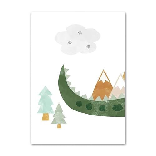 SCZOYJKWY Crocodile Balloon Lion Elephant Giraffe Posters And Prints Nursery Wall Art Canvas Painting Pictures Baby Kids Room Decor(D,A4 21X30cm No Framed)