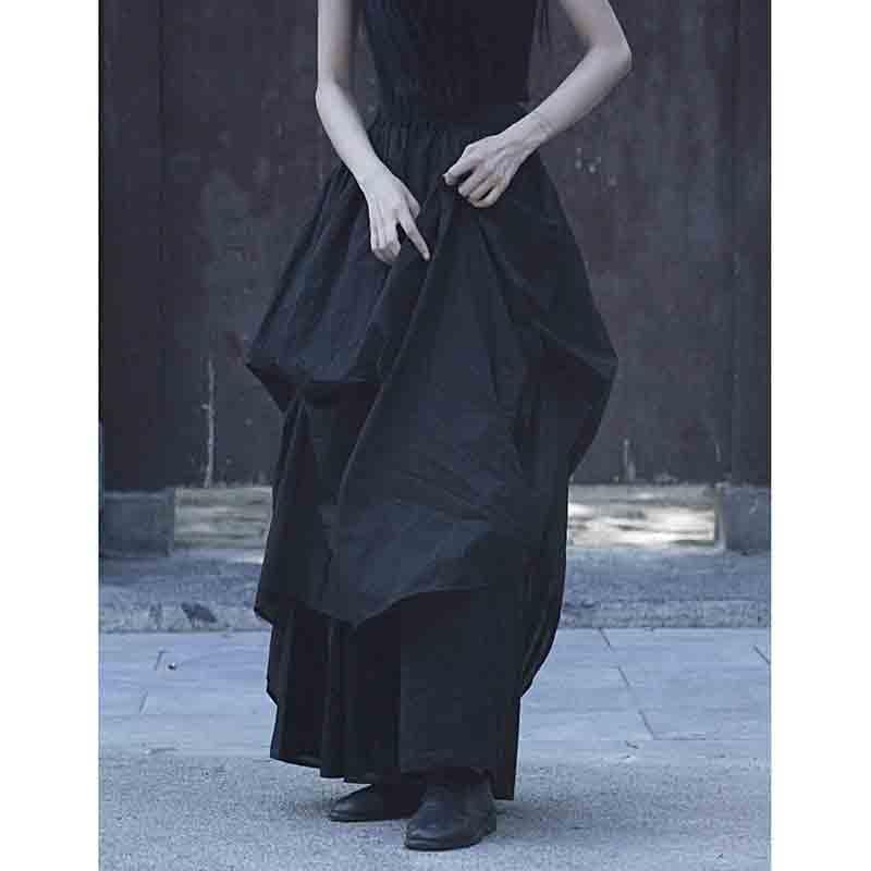 Women's Dark and Cool Style Large Swing Half Skirt Casual Versatile Long Skirt Irregular Hem Design Feeling Skirt4