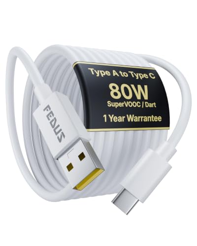 Image of FEDUS ZETTA-X5I 80W Type C Fast Charging Cable 1M, Original For Realme 16 Pro /15 /GT 8 /7 /6, Oppo Reno 16 /15 /13 /12 SuperVOOC, SuperDart & Mi Turbo Data Cable 7.3A,Thick USB A to C Cord