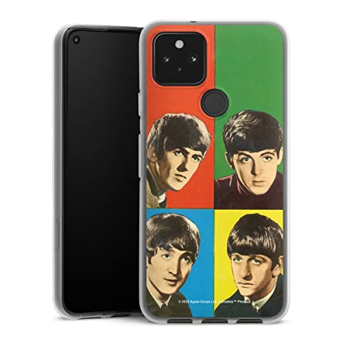 DeinDesign Coque en Silicone Compatible avec Google Pixel 5 Etui Silicone Coque Souple Rock ‘n’ Roll Visages The Beatles - Les Beatles, Paul McCartney, John Lennon, RIngo Starr, George Harrison DeinDesign Coque en Silicone Compatible avec Google Pixel 5 Etui Silicone Coque Souple Rock 'n' Roll Visages The Beatles