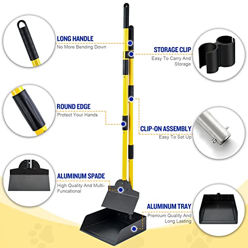 Image of Pooper Scooper for Large Dogs, Adjustable Long Handle Metal Tray and Spade Poop Scooper for Dogs with Bin for Pet Waste Removal, No Bending Clean Up Pooper Scooper for Medium and Large Dogs