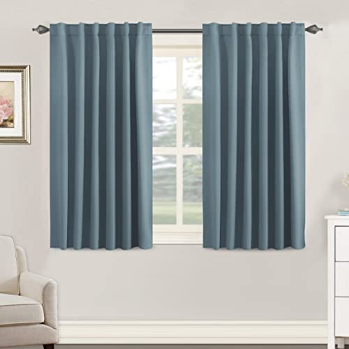 Image of H.VERSAILTEX Blackout Curtains Thermal Insulated Window Treatment Panels Room Darkening Blackout Drapes for Living Room Back Tab /Rod Pocket Bedroom Draperies, 52 x 45 Inch, Stone Blue, 2 Panels