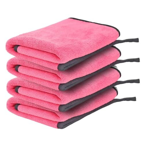 Image of Btag Microfiber Cleaning Cloth, 40x40 cms 600 GSM | Highly Absorbent,Lint and Streak Free, Multi-Purpose Wash Cloth for Kitchen,Car,Window,Stainless Steel,Silverwear(Pink 40x40cms) Pack of 4