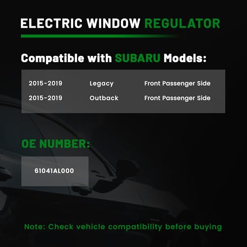 Image of Power Window Regulator with Motor Compatible with Subaru Outback 2015-2019,Legacy 2015-2019,Front Passenger Side,Replace # 61041AL000