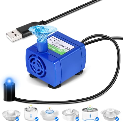 UNISOPH Cat Fountain Pump, Cat Water Fountain Pump Replacement, Small Water Pump, Low Energy Consumption Ultra Silent Mini Water Pump for Motor for Aquarium Fish Tank, Pond, Fountain(5V)