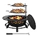 Hykolity 35 Inch Fire Pit with 2 Cooking Grate & Charcoal Pan, Outdoor Wood Burning BBQ Grill Firepit Bowl with Cover Lid, Steel Round Table for Backyard Bonfire Patio Picnic
