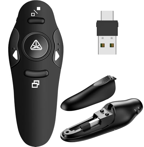 Presentation Remote Clicker, USB A & USB C Wireless Presenter for PowerPoint Presentation Remote, RF...