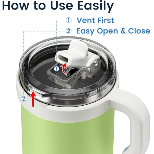 Image of For Iced Coffee & Smoothies - Never Drink from a Moldy Lid Again: 20oz Hygienic Tumbler, 100% Leakproof Lid & Removable Foldable Spout. Reinforced Base, Fits Cup Holders - KeyLime