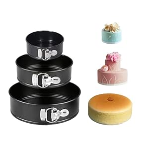 Cake Tins for Baking – 3Pcs Round Cake Tin Set – 4/7/9 Inch Cake Tin, – Non-Stick Coating & Leak-Proof – Ideal for Baking Cheesecakes