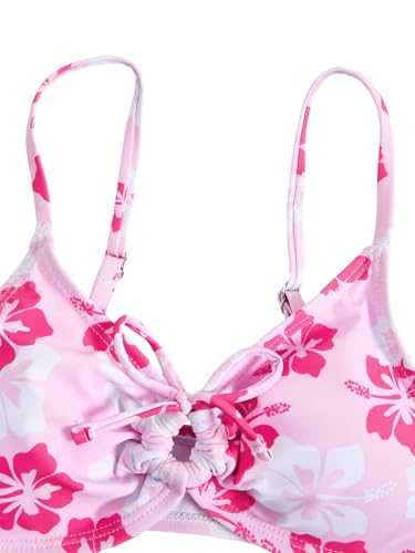 Image of COZYEASE Girls' 2 Piece Ditsy Floral Print Knot Front Ruched Triangle Bikini Swimsuit