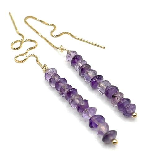 Améthyste lavande boucles d'oreilles argent vermeil doré bijoux pierres gemmes