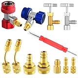 AC R134a Adapter Quick Couplers Kit, R134a to R1234yf Conversion Adapter R134a Self Sealing and Puncture Can Tap with R410a Adapters & Removal Core for Car AC Air Conditioner Refrigerant System