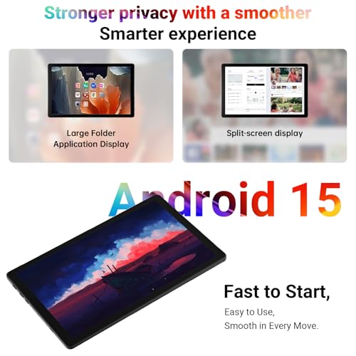 Android 15 Tablet 10 Zoll – 20GB RAM 64GB ROM bis 1TB TF, 800×1280 IPS, Dual Kamera 2MP+5MP, WiFi6+BT5.4, 5000mAh Akku, Typ-C, OMS, Schwarz – Bild 4