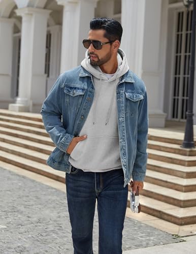 Image of COOFANDY Men Cotton Fleece Hooded Sweatshirt Casual Long Sleeve Hoodies Pullover Fashion Drawstring Hoodie with Kanga Pocket