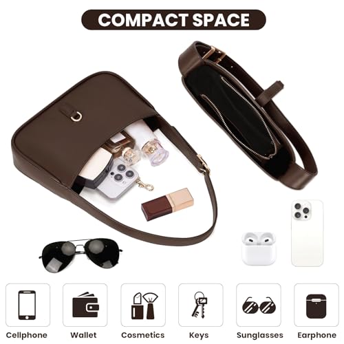 Image of JQWSVE Shoulder Bags for Women Burgundy Purse Trendy Small Handbag Faux Leather Shoulder Purse Everyday Bag