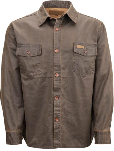 Outback Trading Men's Arkansas Durable Rugged Water-Resistant Buttoned Canyonland Shirt Jacket with Adjustable Cuffs