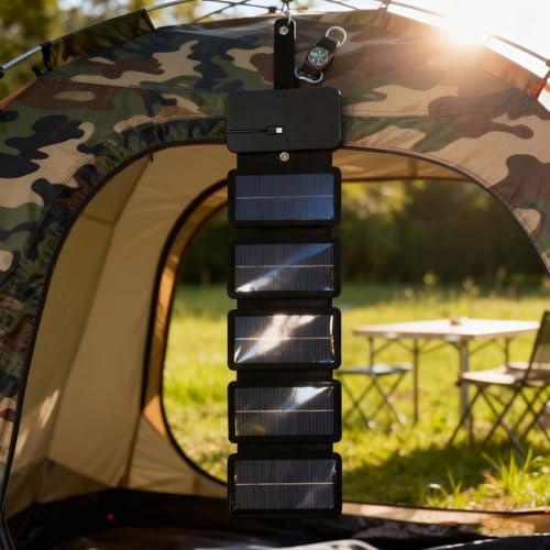 Cargador solar USB plegable y panel impermeable para camping y viaje 3