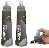 MARCHWAY Soft Hydration Flask with Wide Mouth, 300ml/500ml Collapsible TPU Water Bottle, Leakproof Portable Flexible for Running, Hiking, Cycling, Climbing, Gym, Travel (2pcs Grey 500ml)