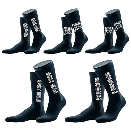Groomsman Socks - Groom, Best Man, Father of Bride & Groom. Wedding Dress Socks, Groomsmen Proposal (US, Alpha, One Size, Regular, Regular, Black, Bulk Discount - Build Your Set, Groomsman Socks)