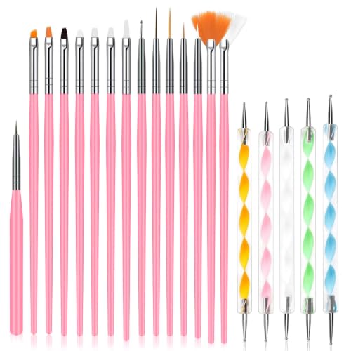 luxwo 20 Piezas Pinceles para Uñas, Herramientas de Doble Punta de Uñas