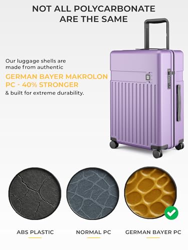 Image of EUME Classic Check-in Medium 65 Cm and Check-in Large 75 Cm Luggage Trolley Bags for Travel - Set of 2 (Violet Ash) | Polycarbonate (PC) 8 Hinomoto Wheels Suitcase | Travel Bags for Luggage Trolley