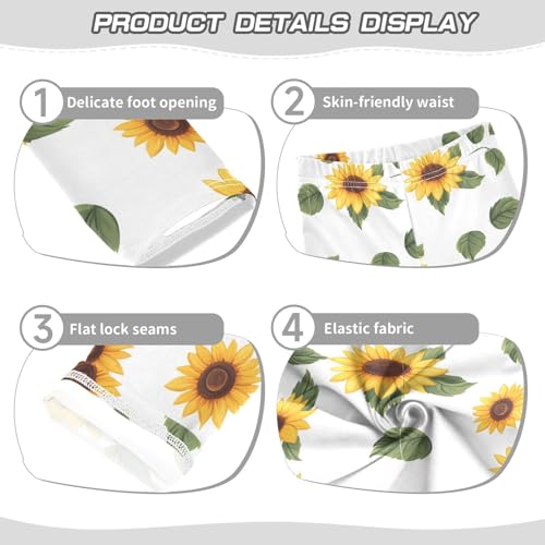 ALAZA Girls' Leggings Children's Yoga Pants Skinny Printed Dance Sunflowers Leaves Comfortable 4T2