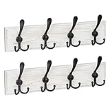 SCUNDA Coat Rack Wall Mount with 4 Hooks, Coat Hanger for Wall, Wooden Wall Hook for Coat, Jacket, H