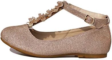 Little Girls Dress Ballet Girls Little Kid/Big Kid T-Strap Mary Jane Bow Flat Shoes Gold 4 | Image 3