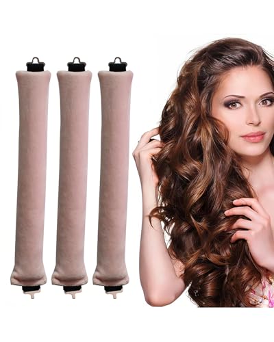 YOCDNOV Confezione da 3 bigodini Senza Calore- aste Flessibili con Ganci, Ferro arricciacapelli Senza Calore per Tutti i Tipi di Capelli, bigodini per Dormire, per Tutti i Tipi di Capelli (rosa)