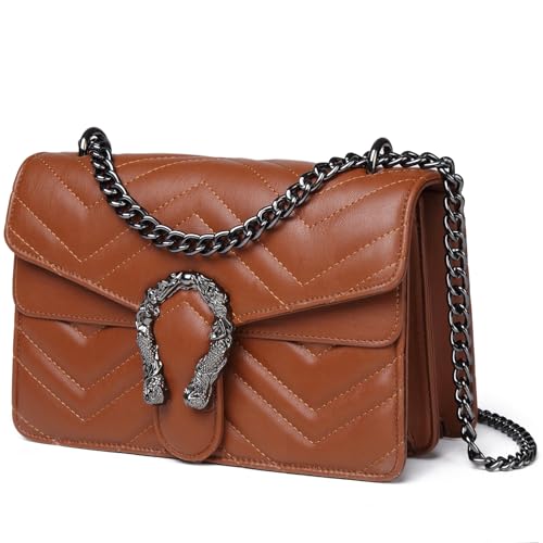Eslcorri Satchel Purse and Crossbody Bags for Women - Leather Chain Shoulder Bags Vintage Evening Clutch Handbags