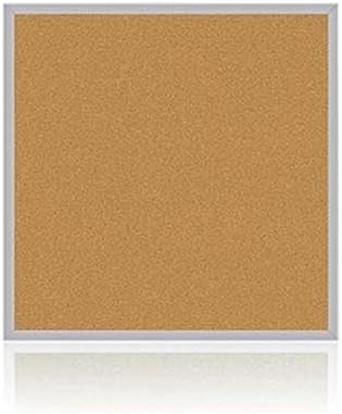 Pemberly Row 48.5" x 48.5" Natural Cork Bulletin Board, Satin Aluminum Frame, Self-Healing Cork Surface, Durable Design for Office, Classroom, or Home Use