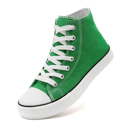 Women High Top Lace Up Casual Canvas Sneakers Comfortable Lightweight Classic Fashion Tennis Shoes Zapatillas Casual De Lona De Moda para Hombre Y Mujer Green