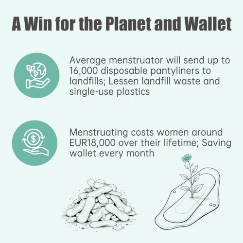 Image of wegreeco Reusable Menstrual Pads, Incontinence Sanitary Period Cloth Pads for Women, Reusable Washable Feminine Panty Liners Heavy Flow,Charcoal,5 Pack,1 Cloth Wet Bag (Small, Geometrical Blue Coffee)