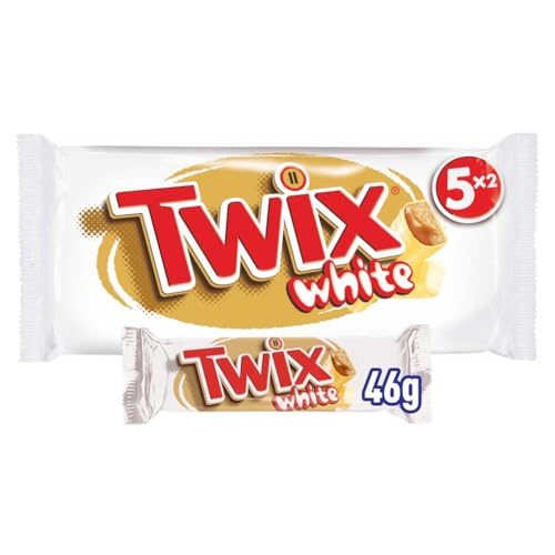 TWIX - Barres chocolat blanc, caramel et biscuits - 5 sachets de 46g - 230g