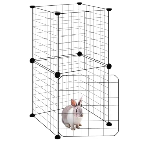 Cage pour animaux modulable 8 pièces 35x35cm noire en acier - 4