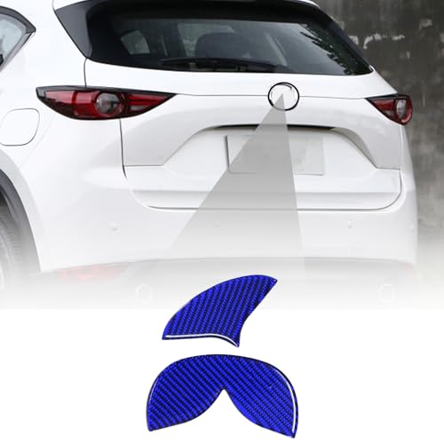 Image of Carbon Fiber Tailgate Emblem Badge Decal Compatible with Mazda CX-5 2016 2017 2018 2019 2020 2021 2022 2023 Rear Truck Logo Cap Sticker Accessories Blue (2Pcs)