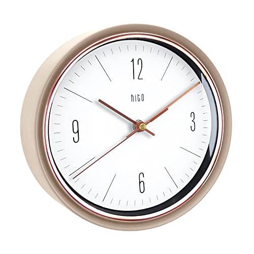 HITO 9” Retro Wall Clock Kitchen Silent Wall Clock Battery Operated for Bedroom, Bathroom, Office, Living Room Decor (Creamy White)