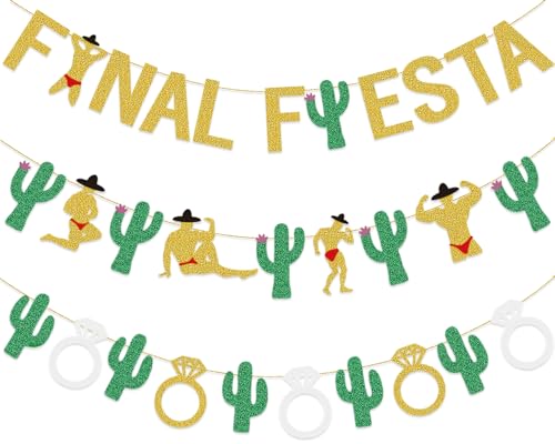 Funny Bachelorette Party Decorations Final Fiesta Banner Gold Glitter Bridal Shower Party Mexican Fiesta Theme Party Cinco de Mayo Decorations Supplies