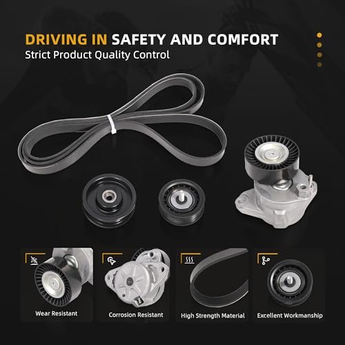 Image of Belt Tensioner and Idler Pulley Serpentine Belt kit for Mercedes-Benz C300 /E350 /ML350 /GLK350 /C230 2006-2011, 2722021419, 2722000270, 2722021019, A0039937296, A2722021419, A2722000270, A2722020000