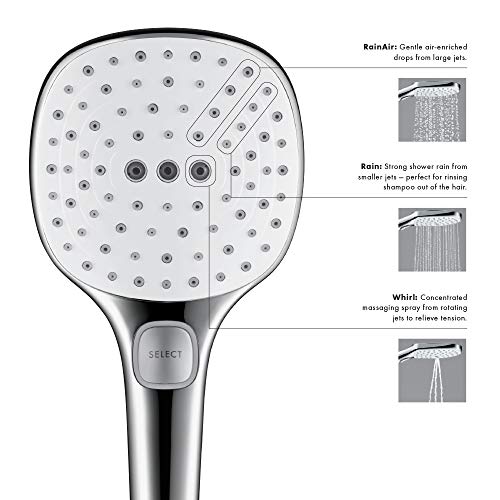 Hansgrohe Raindance Select E Easy Install 5-Inch Handheld Shower Head Modern 3 Rainair, Rain, Whirl 04528820 #TOP3
