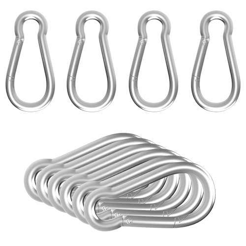 10-Pack M6 Carabiners Clip Heavy Duty Spring Snap Hook, 2.35Inch Galvanized Steel Carabiner, Safety Quick Links Snap Hooks, Spring Clips for Swing Hammock Camping Keychain Outdoor