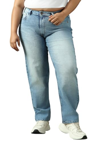 Image of High Star Women Washed Cotton Mom Fit High- Rise Jeans 49