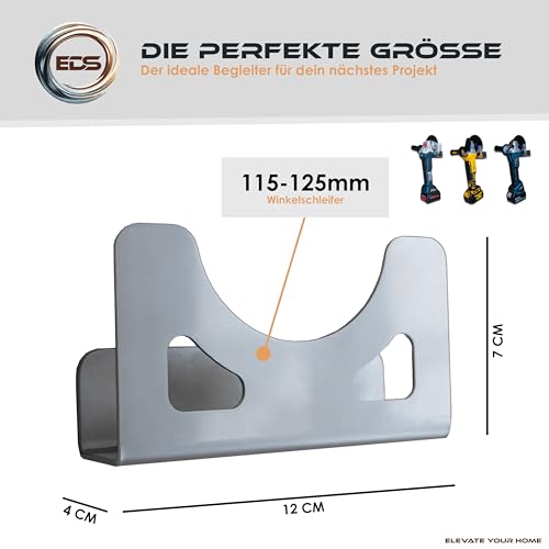 EDS - Premium haakse slijper wandhouder in roestvrij staal | wandhouder | 115-125 mm | incl. bevestigingsmateriaal | geschikt voor vele fabrikanten - Einhell - Makita - Bosch - Dewalt - Flex - en nog - Afbeelding 5