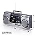 aiwa Retro Boombox CD Player with Cassette Recording, Bluetooth 5.0, FM/AM Radio, USB/SD/AUX Inputs, VU Meters, LCD Display, Dual 40W Speakers - Silver